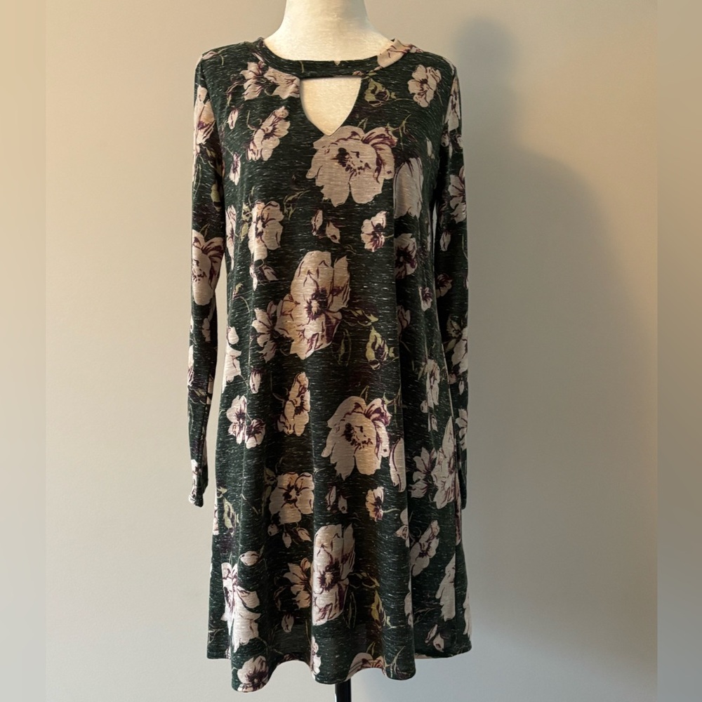 Peach Love California Green and Purple Floral Dress